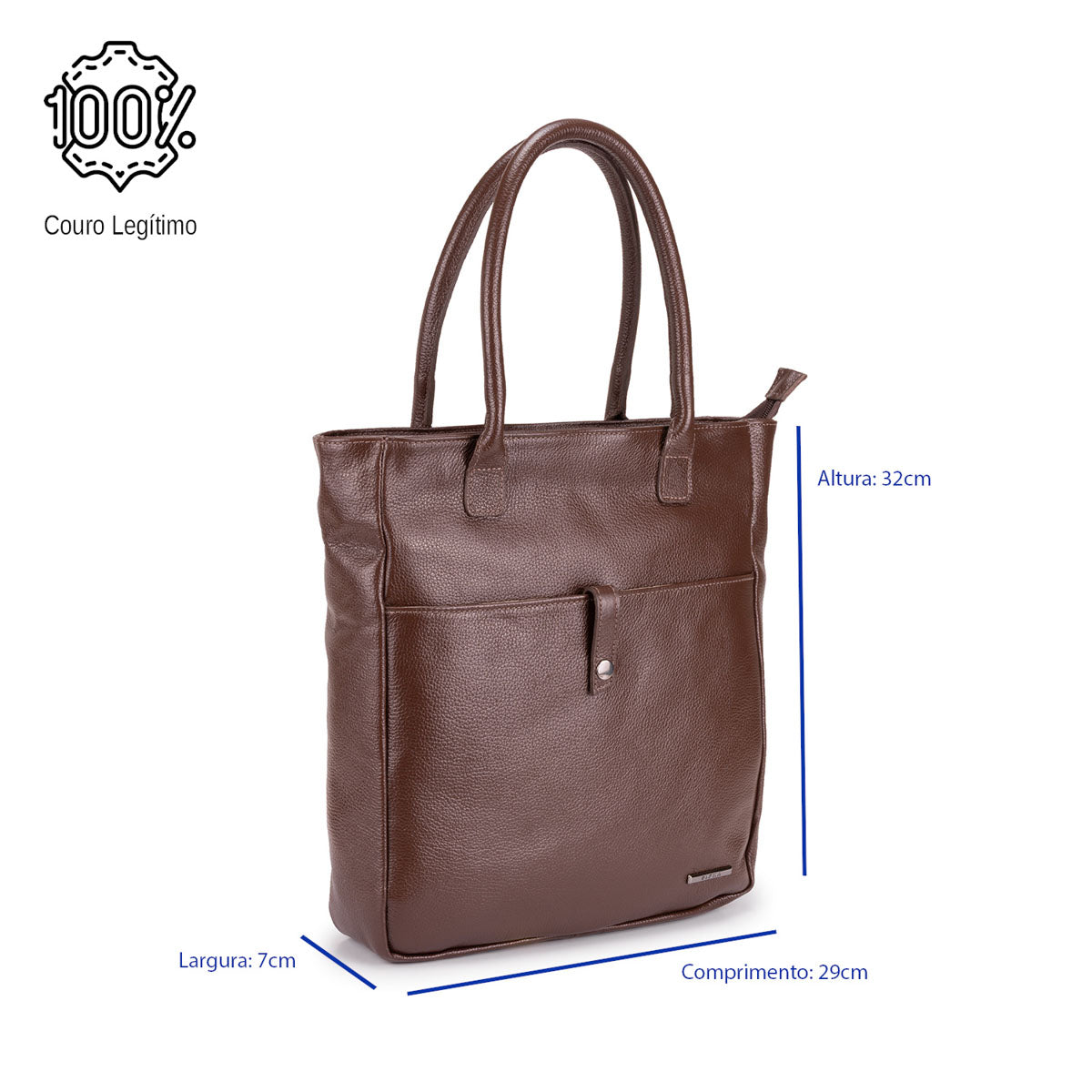 Bolsa Sacola Couro Marrom Luci