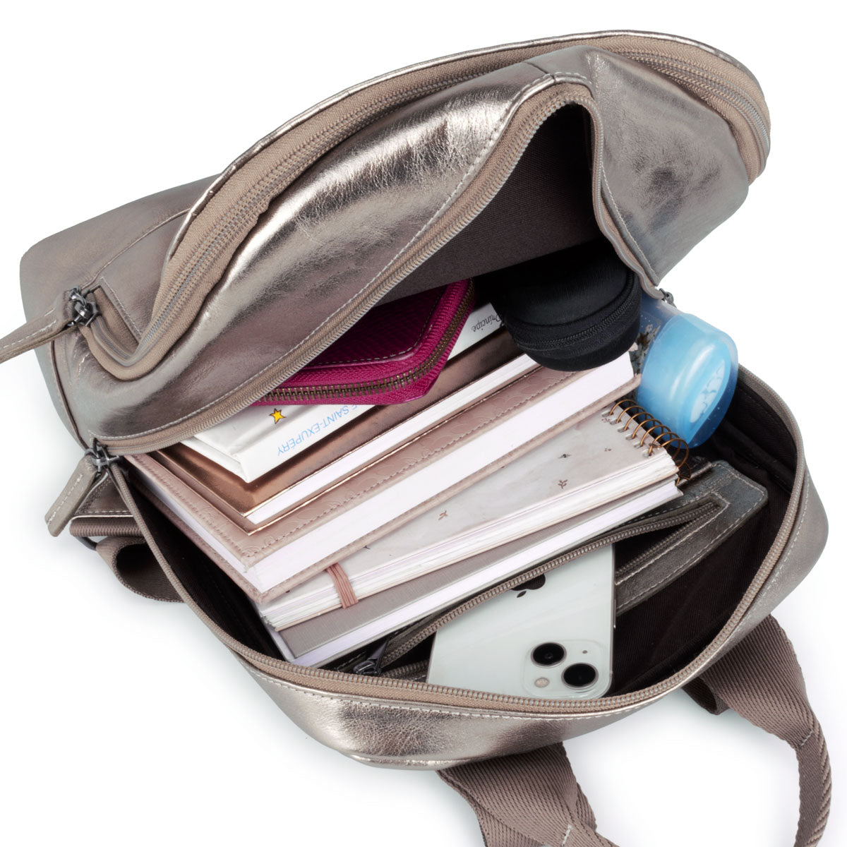 Mochila Feminina Ouro Velho Ônix De Couro Média Amy