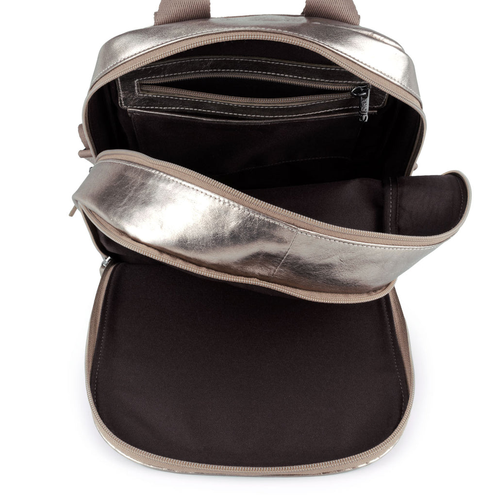 Mochila Feminina Ouro Velho Ônix De Couro Média Amy