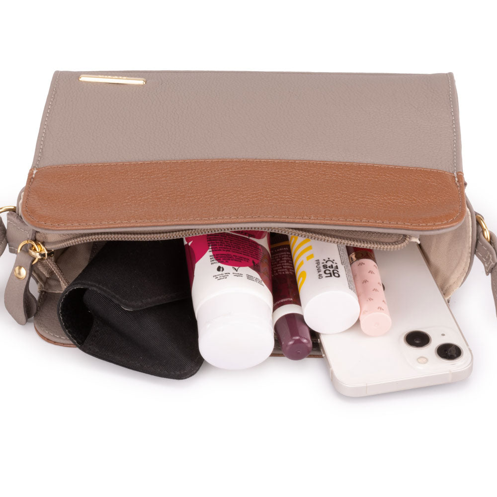 Bolsa Clutch Pequena Couro Cinza Peyton