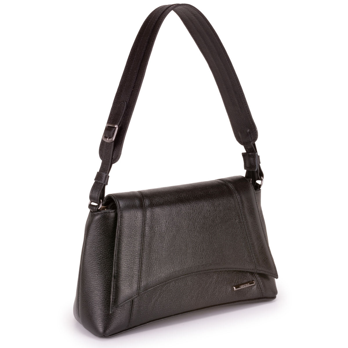 Bolsa Média de Ombro Couro Preto Martina Classic