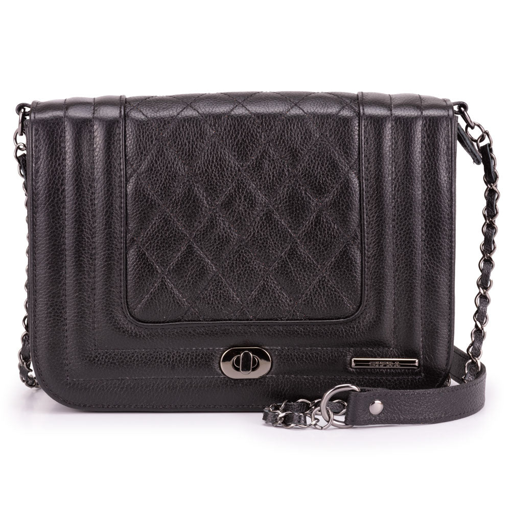 Bolsa Feminina Clutch Pequena Couro Preta Classic Alice