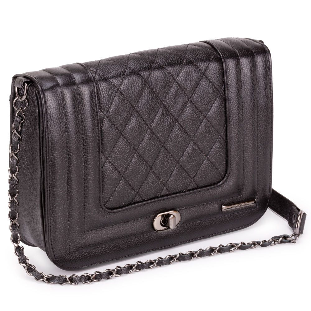 Bolsa Feminina Clutch Pequena Couro Preta Classic Alice