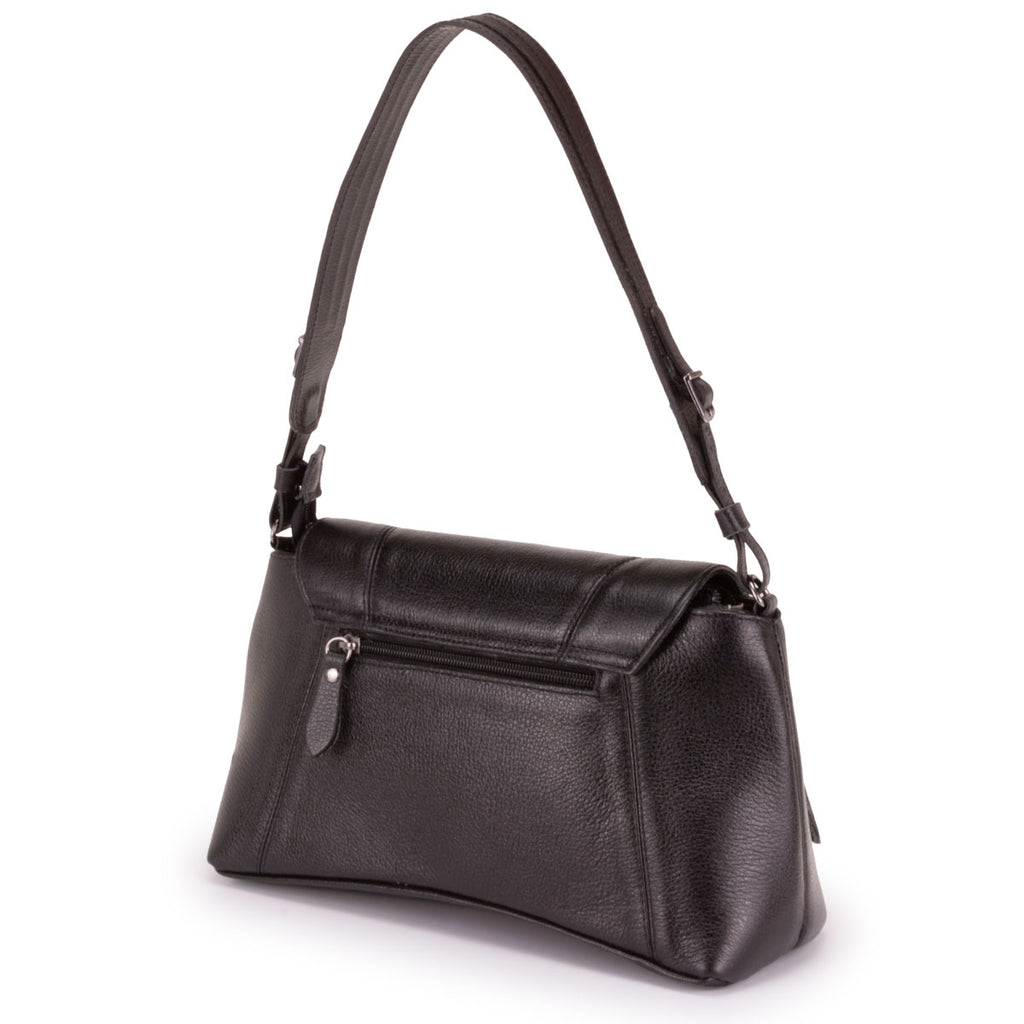 Bolsa Média de Ombro Couro Preto Martina Classic