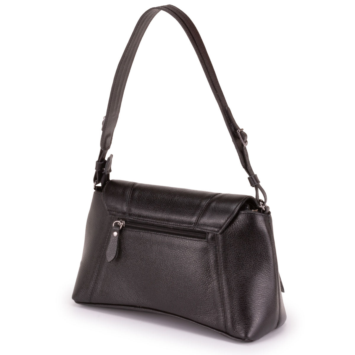 Bolsa Média de Ombro Couro Preto Martina Classic
