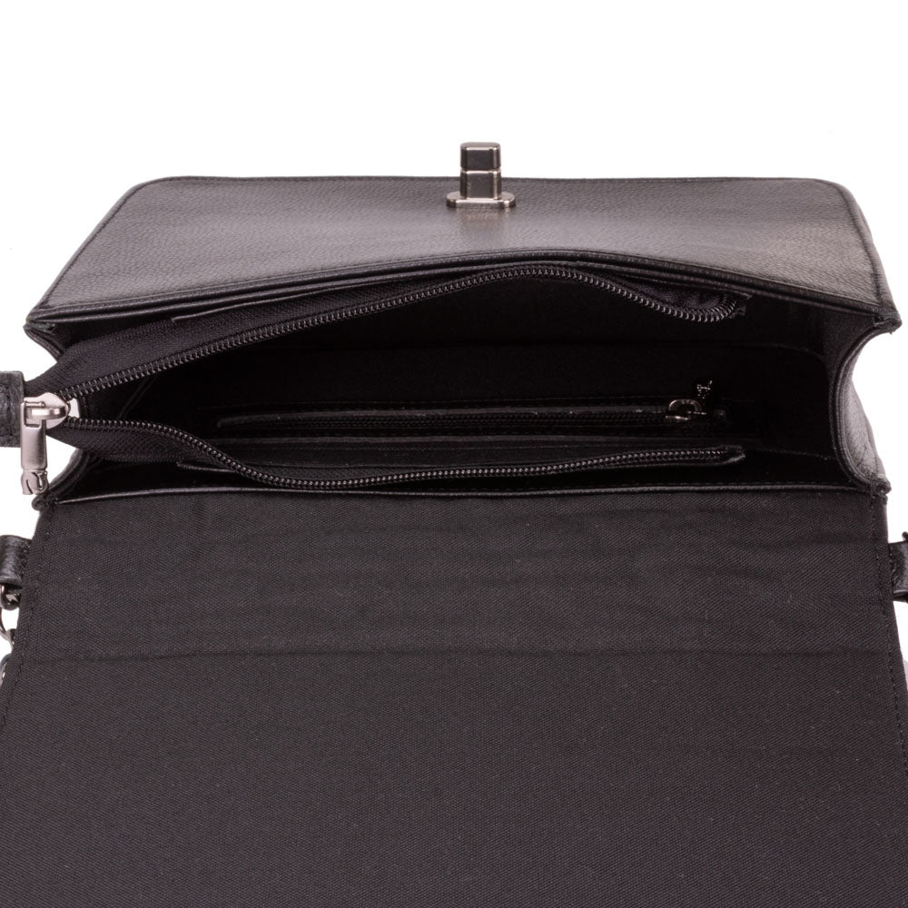 Bolsa Feminina Clutch Pequena Couro Preta Classic Alice