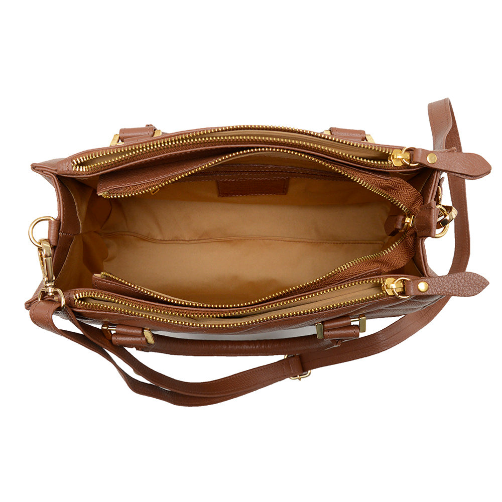 Bolsa Transversal Tote Matelasse Couro Marrom Média Marisa