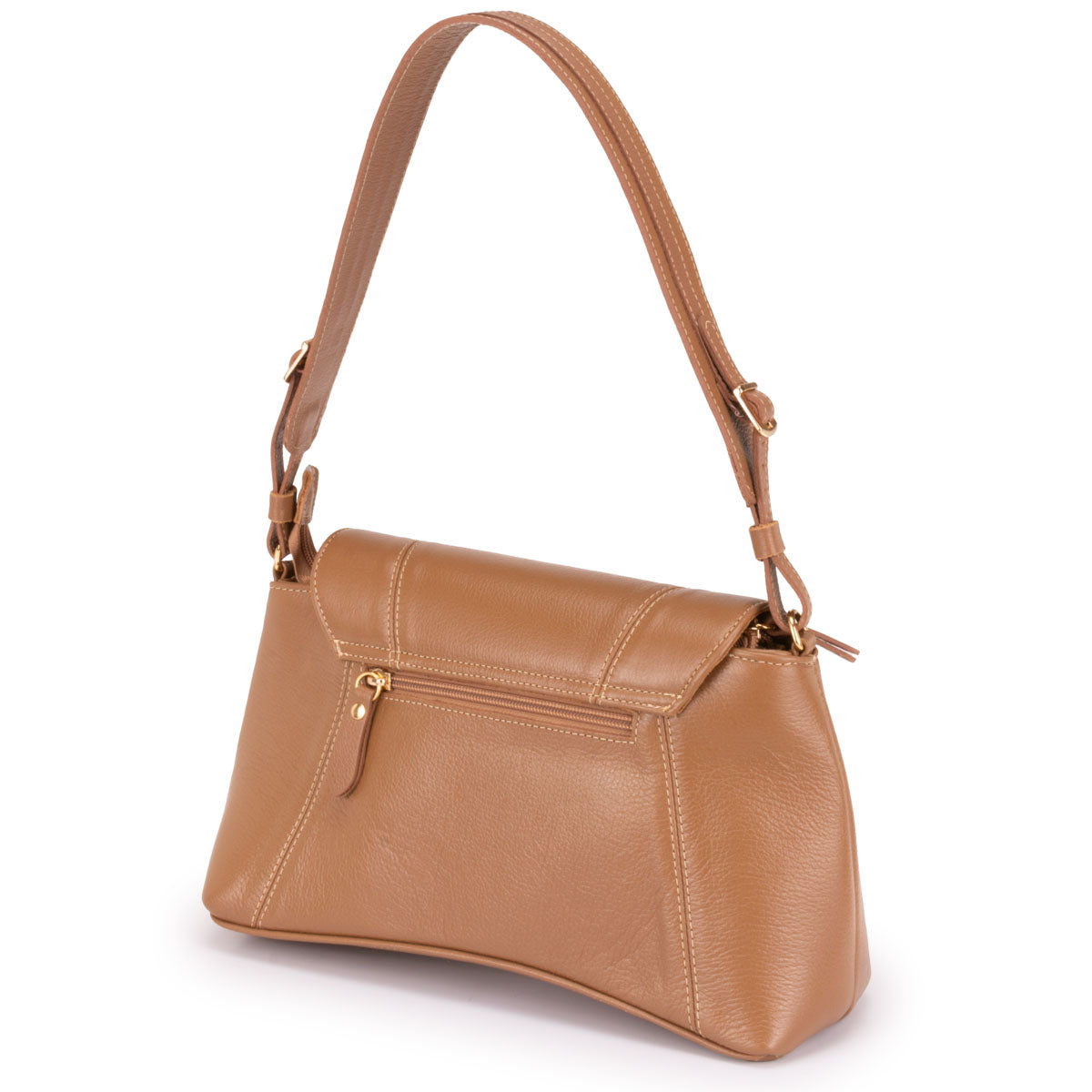 Bolsa Média de Ombro Couro Caramelo Martina Classic