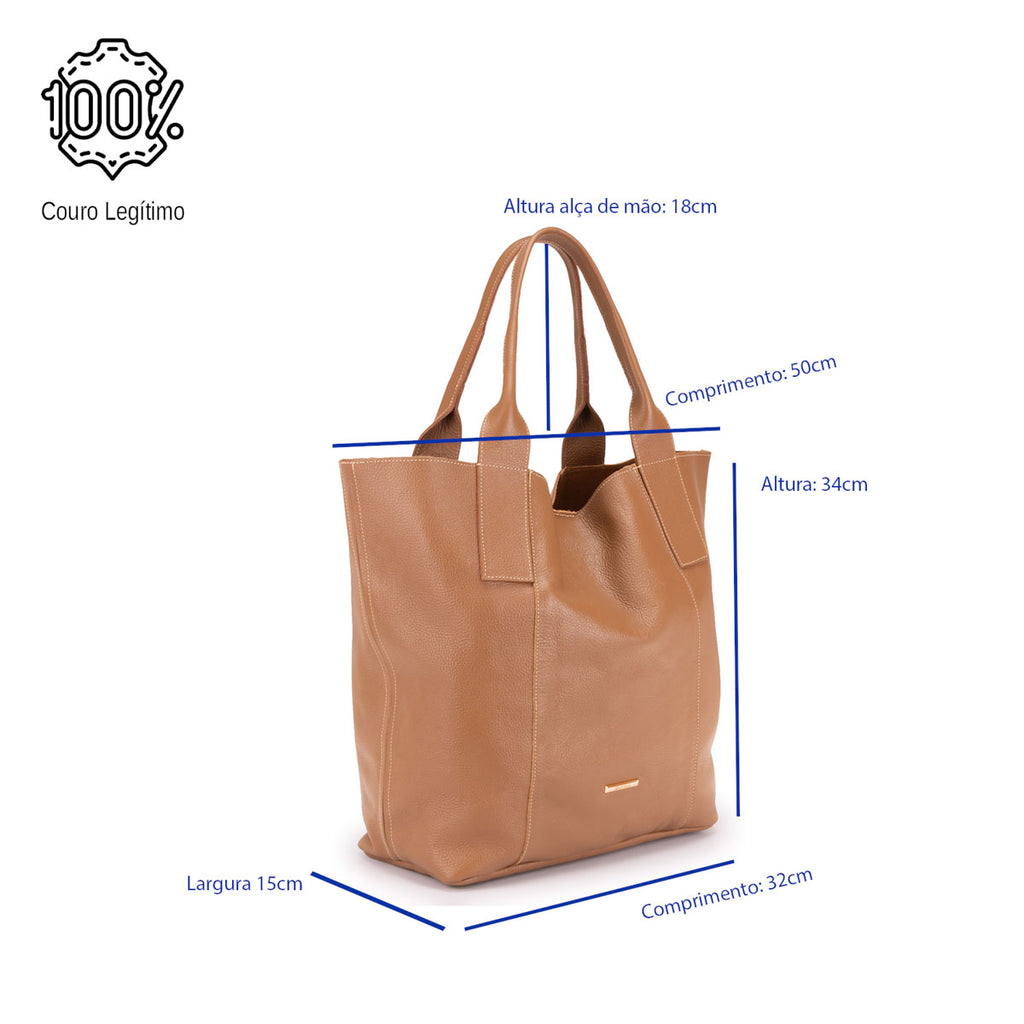 Bolsa Sacola Feminina Couro Caramelo Lola
