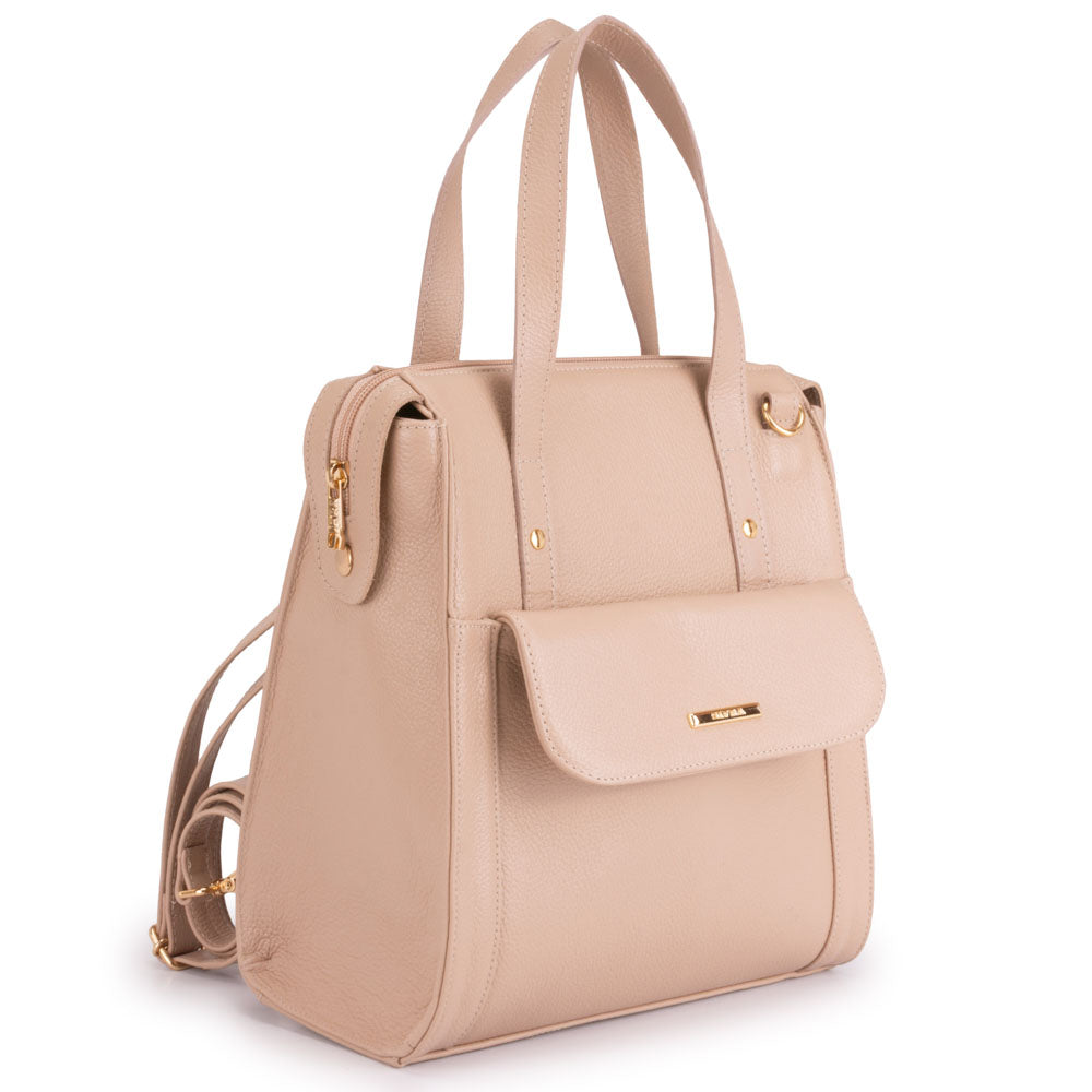 Mochila Feminina Média Couro Rose Amsterdã