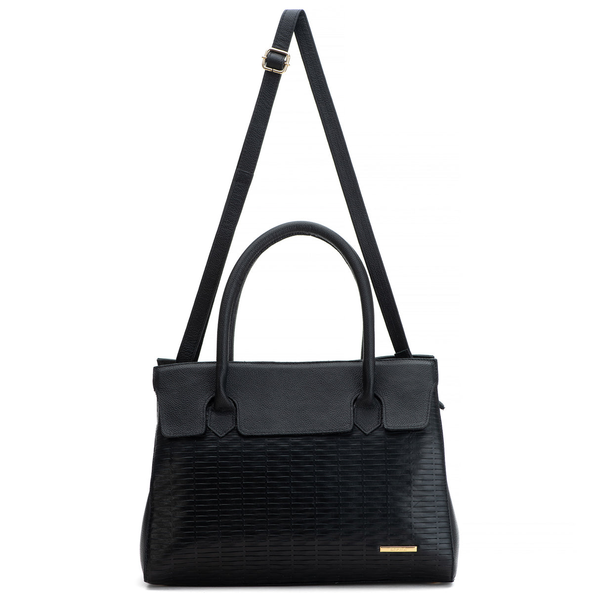 Bolsa Estruturada de Ombro Couro Preta Flavia