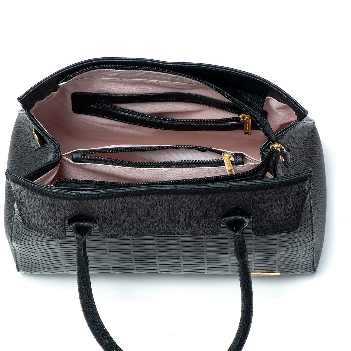 Bolsa Estruturada de Ombro Couro Preta Flavia