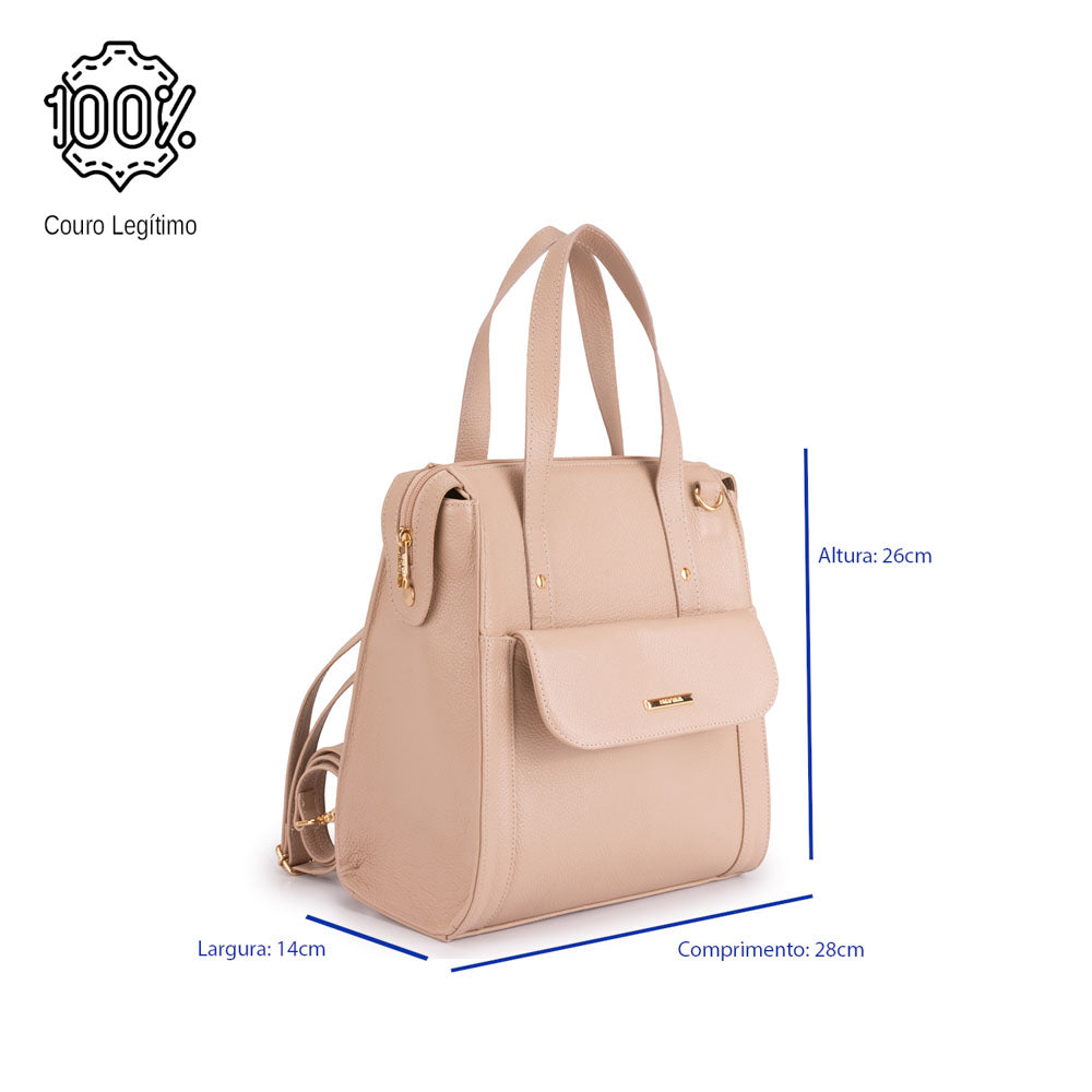 Mochila Feminina Média Couro Rose Amsterdã