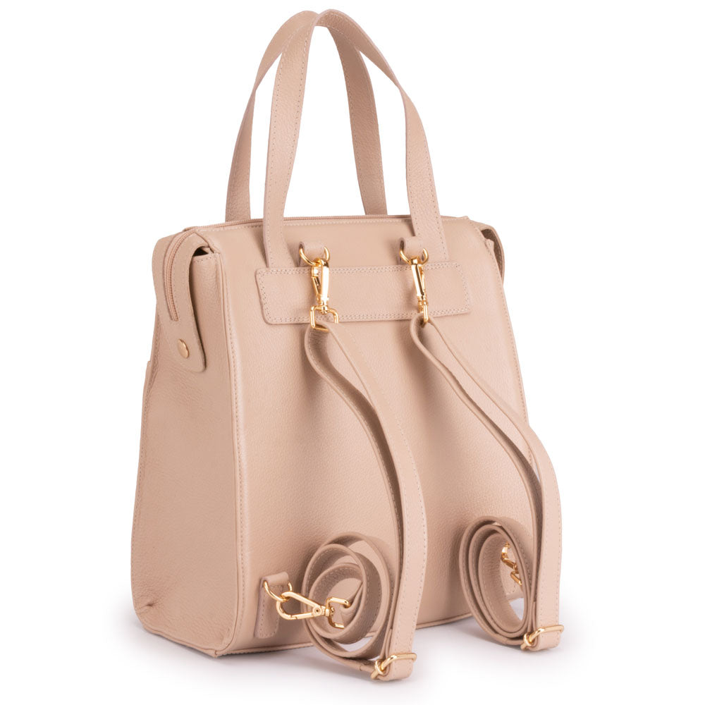 Mochila Feminina Média Couro Rose Amsterdã