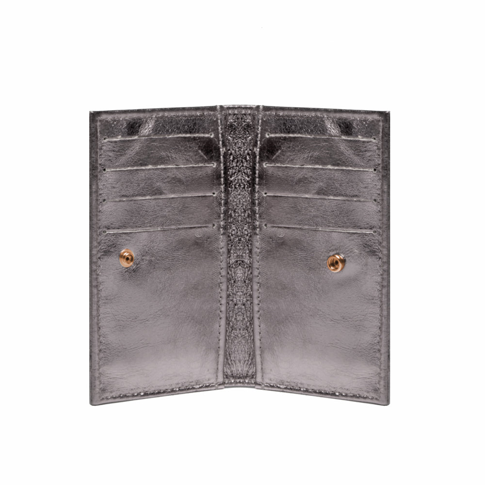 Porta Cartão Feminino Slim Couro Inox