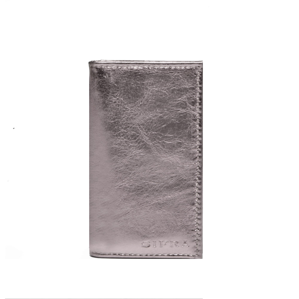 Porta Cartão Feminino Slim Couro Inox