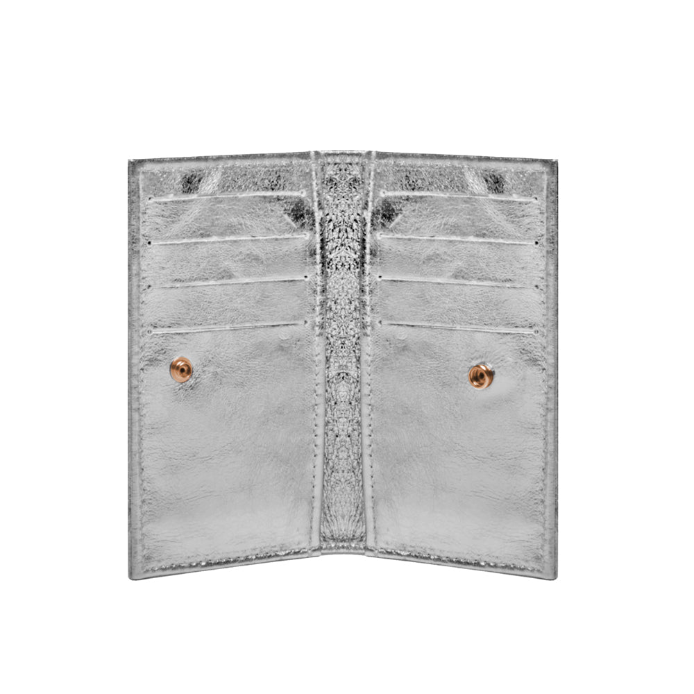 Porta Cartão Feminino Slim Couro Prata