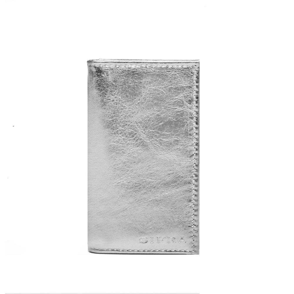 Porta Cartão Feminino Slim Couro Prata