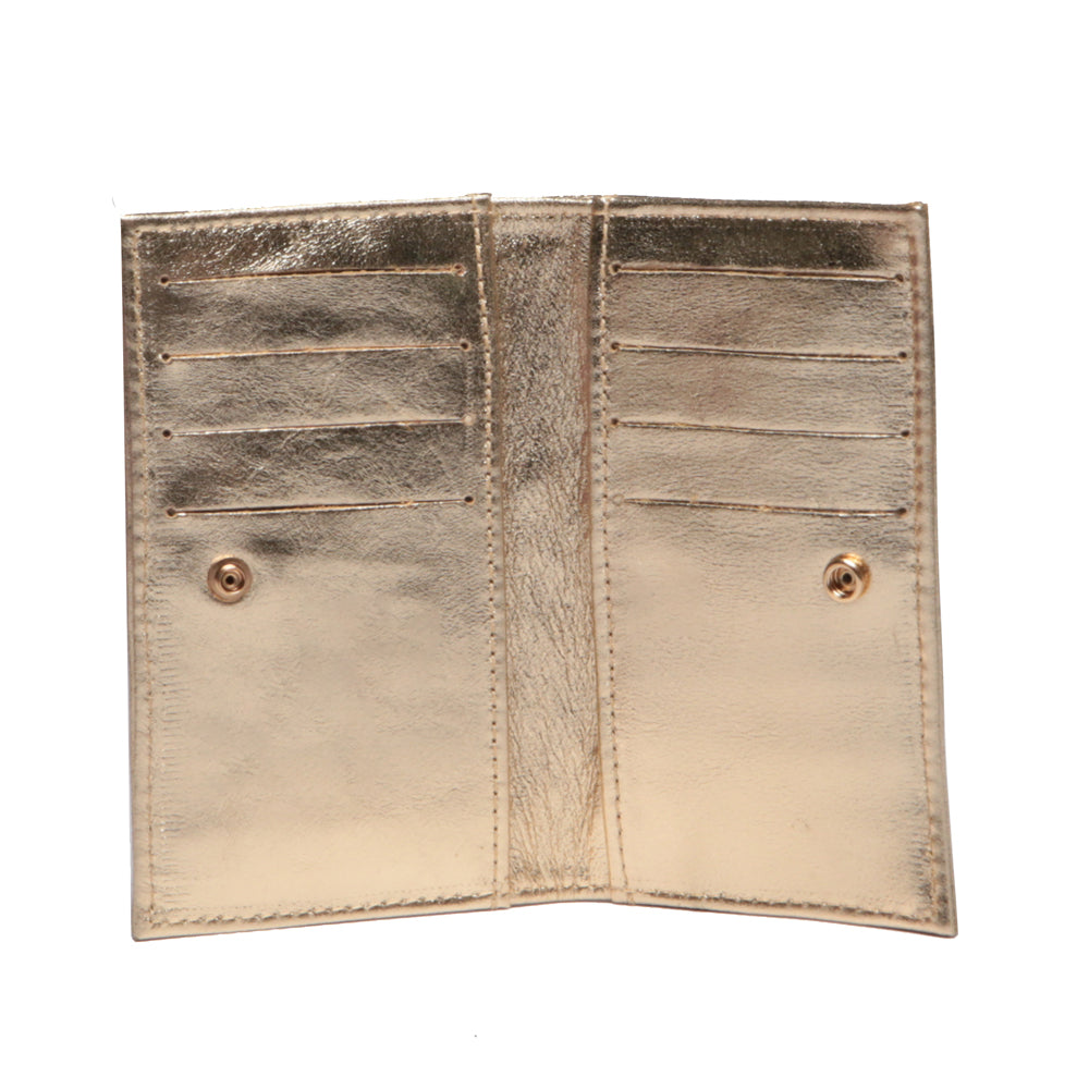 Porta Cartão Feminino Slim Couro Ouro