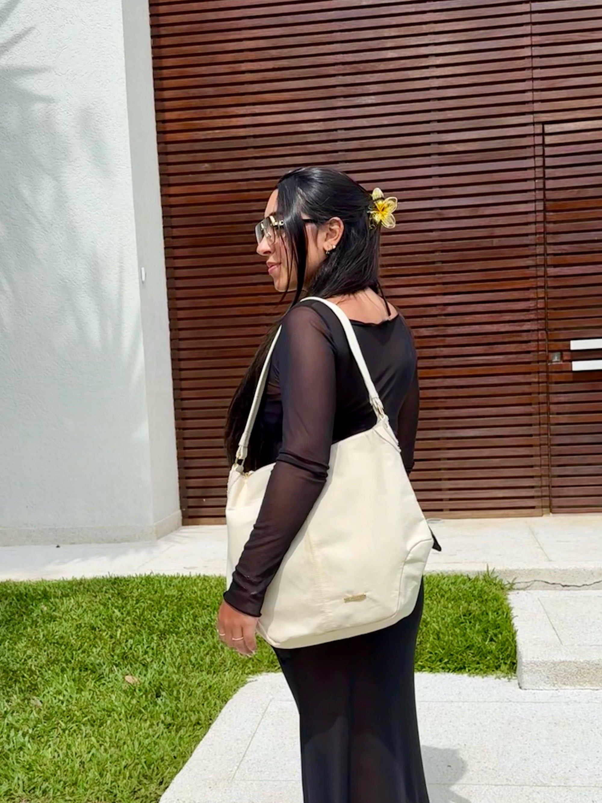 Bolsa Saco Feminina Lona Off White Alana