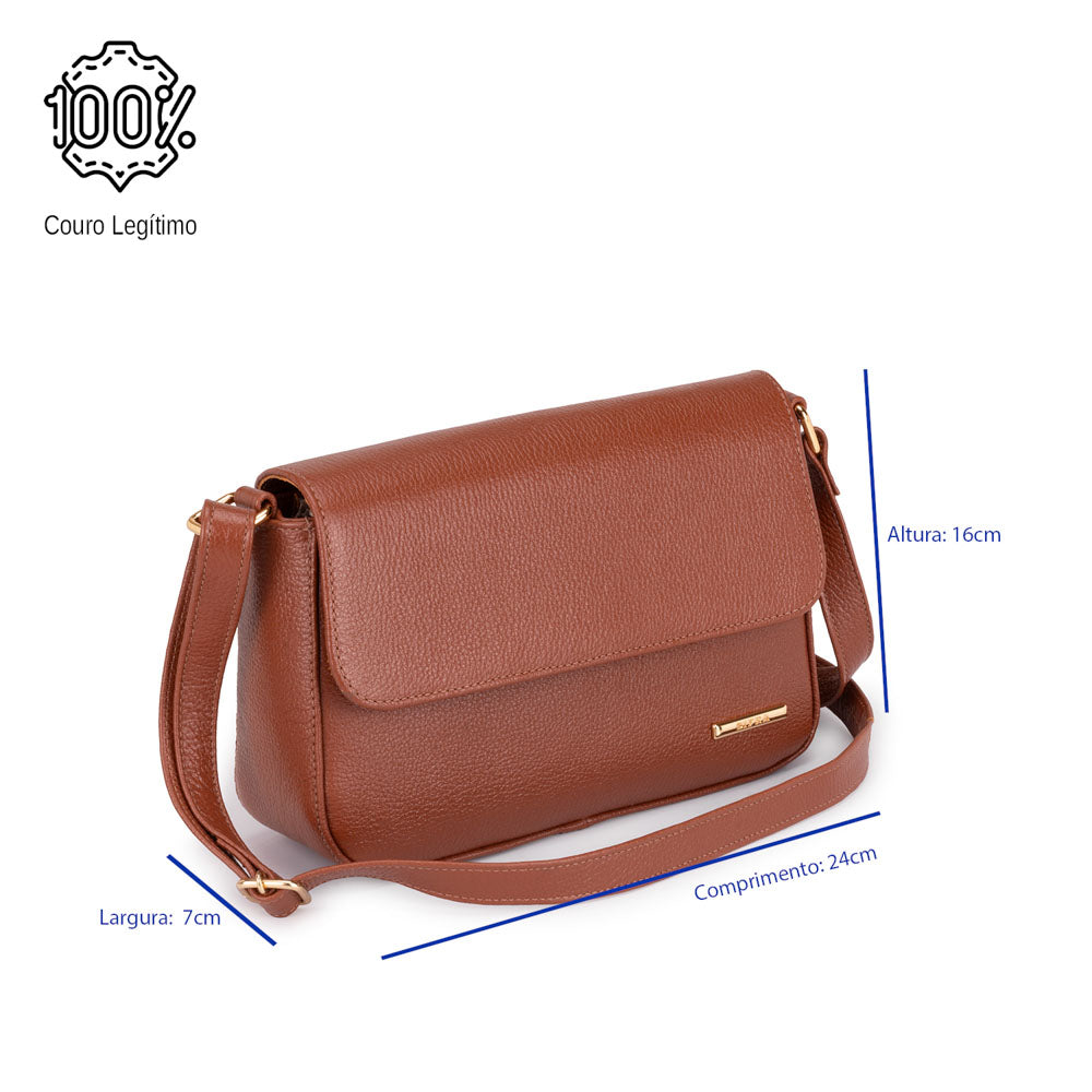 Bolsa Transversal Média Couro Marrom Ibiza