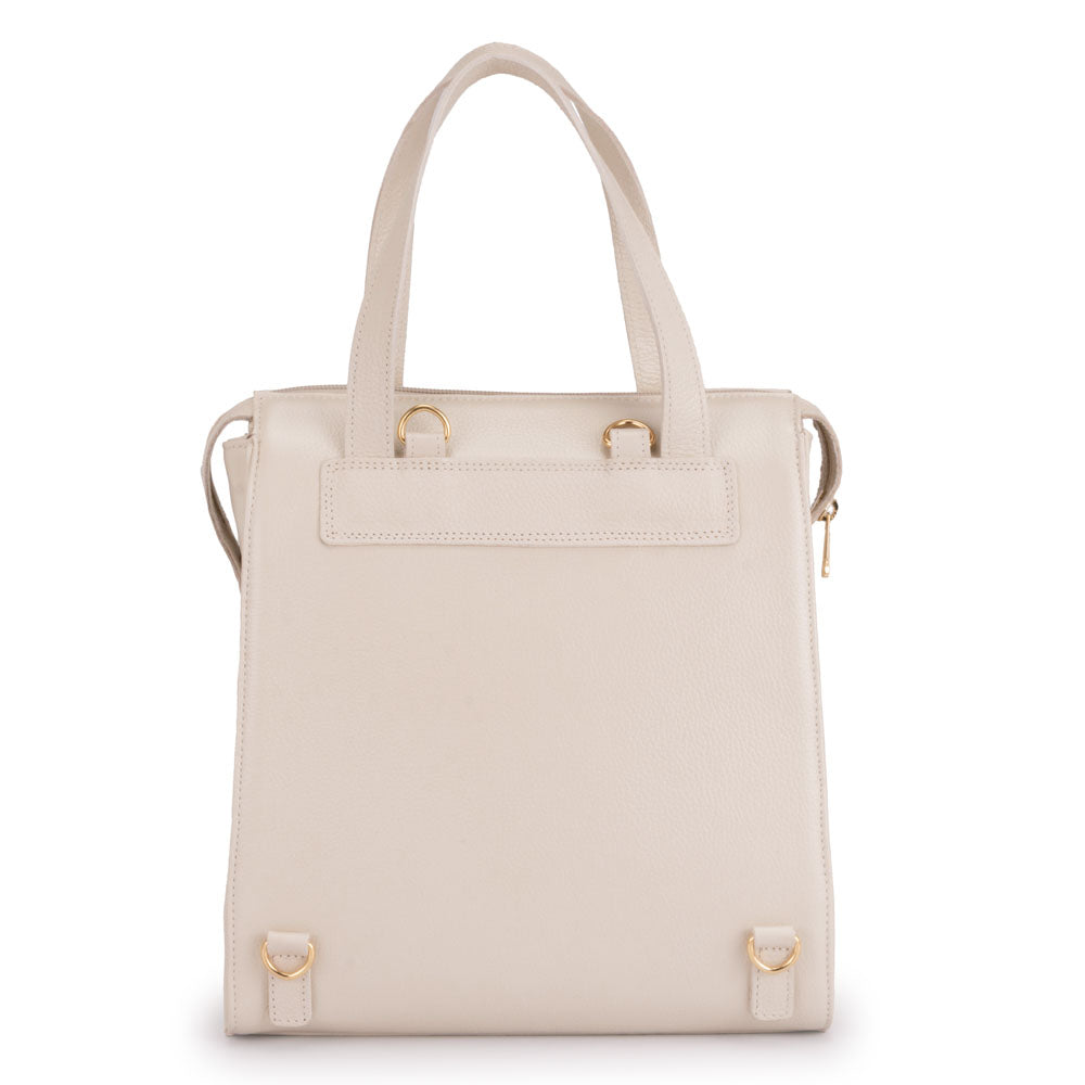 Mochila Feminina Média Couro Off White Amsterdã