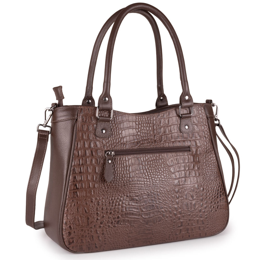 Bolsa Sacola Com Zíper Couro Marrom Ônix Madison
