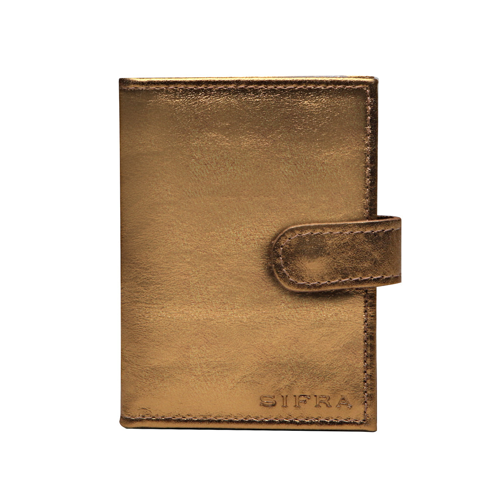 Porta Cartão e Documentos Feminino Couro Bronze