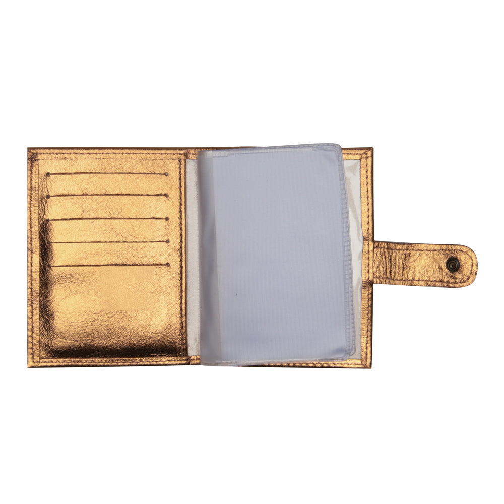 Porta Cartão e Documentos Feminino Couro Bronze