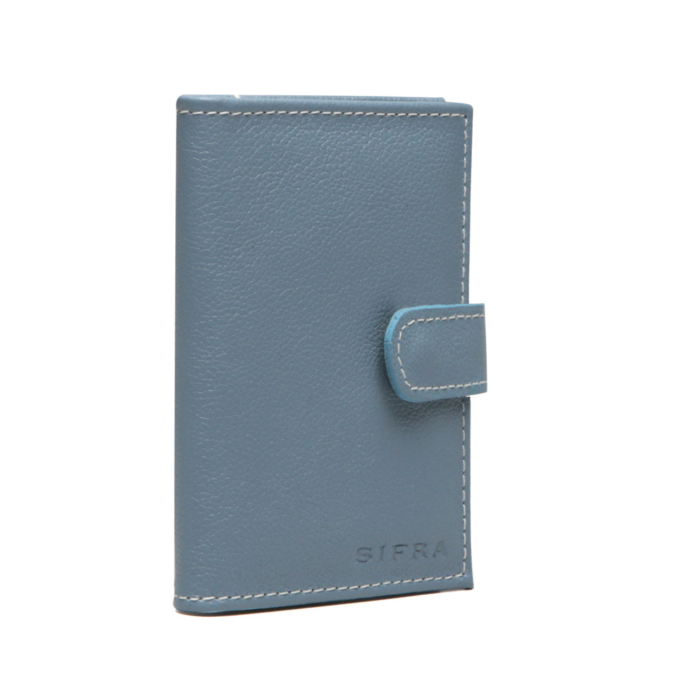 Porta Cartão e Documentos Feminino Couro Azul