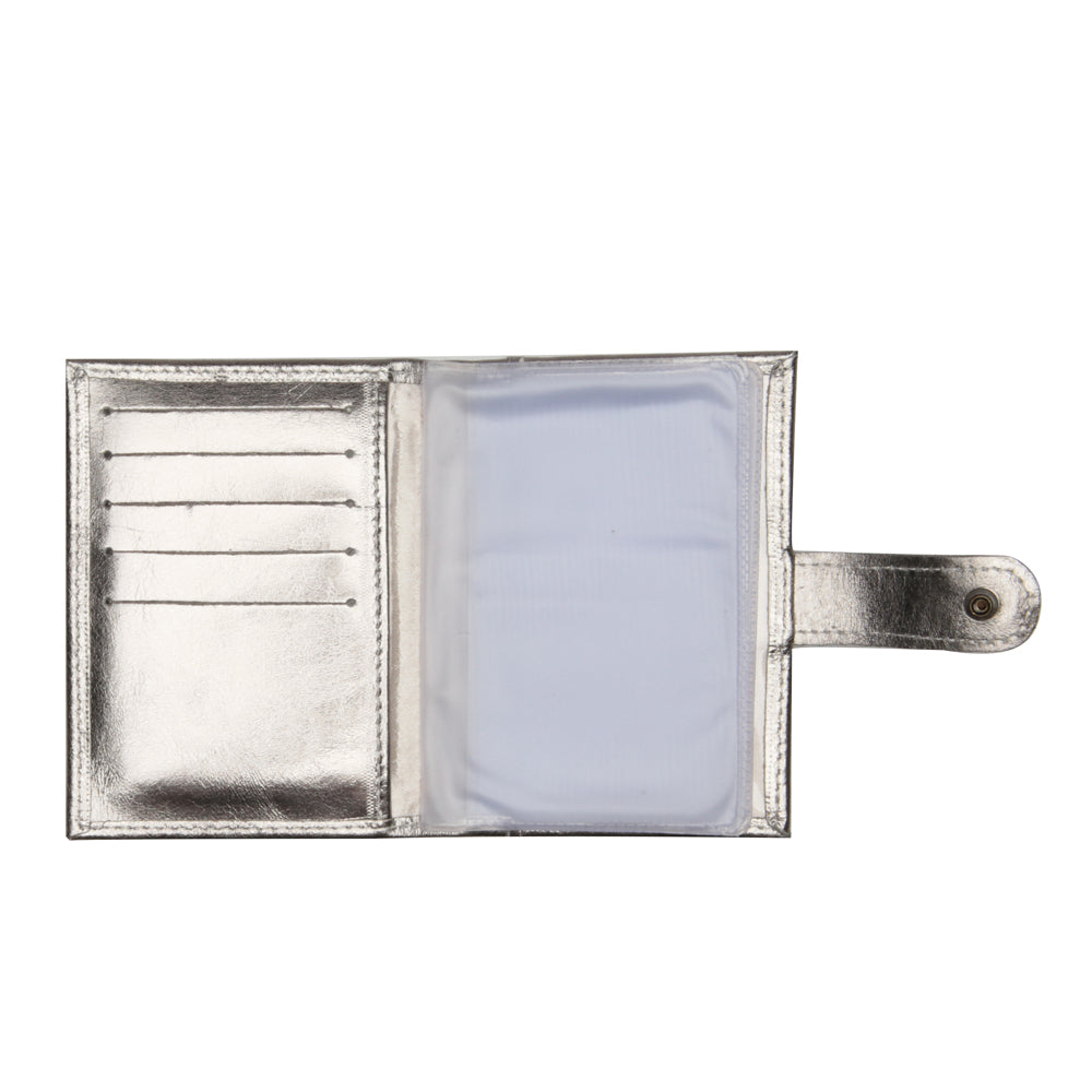 Porta Cartão e Documentos Feminino Couro Inox