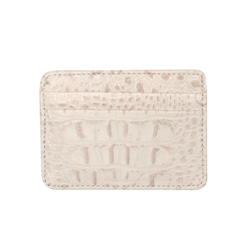 Porta Cartão Duplo Couro Croco Off White