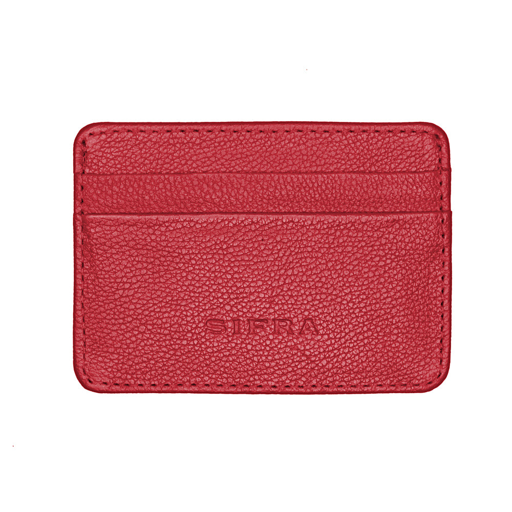 Porta Cartão Duplo Couro Vermelho