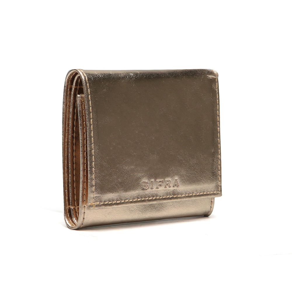 Mini Porta Cartão Feminino Couro Ouro