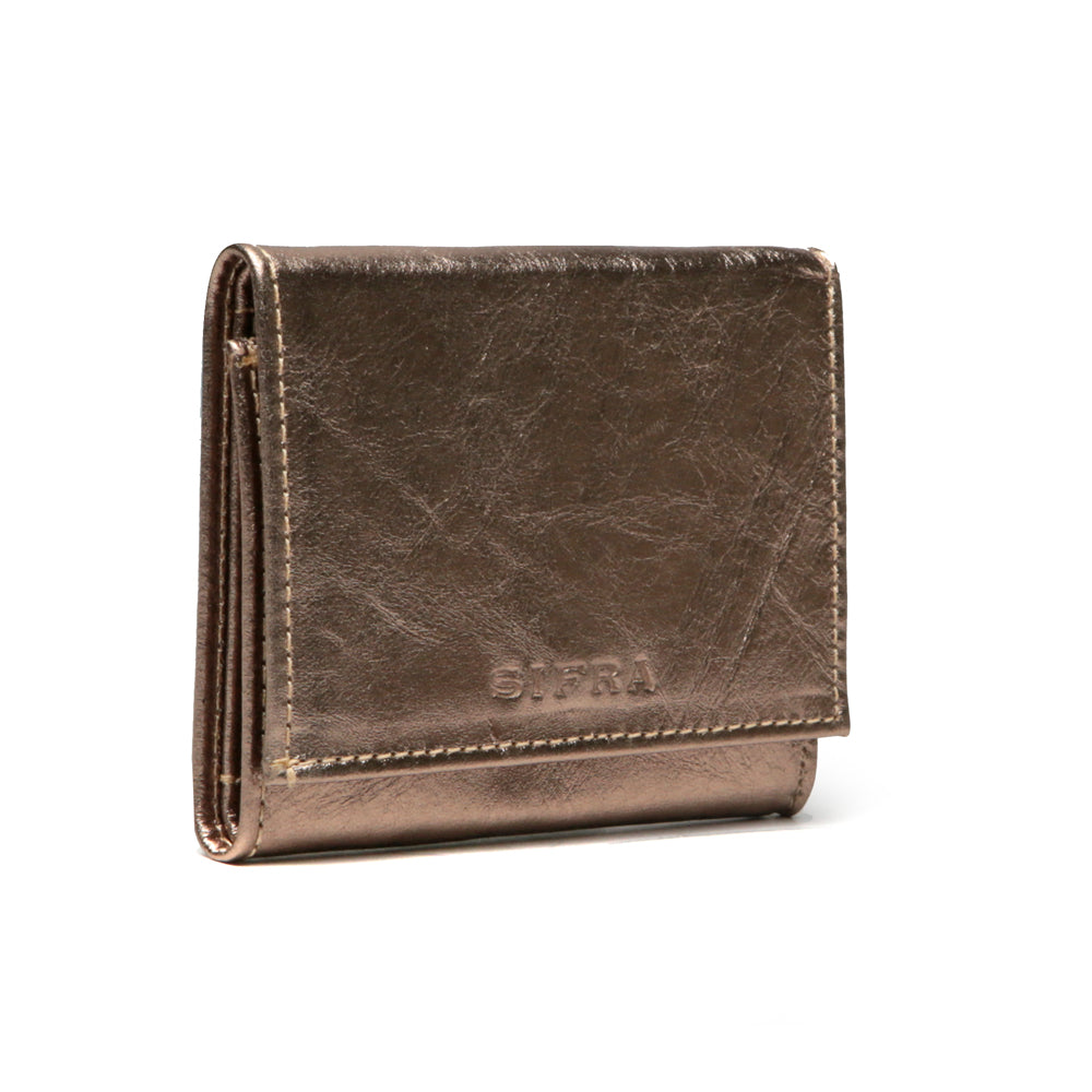 Mini Porta Cartão Feminino Couro Ouro Velho