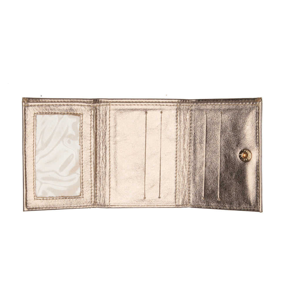 Mini Porta Cartão Feminino Couro Ouro