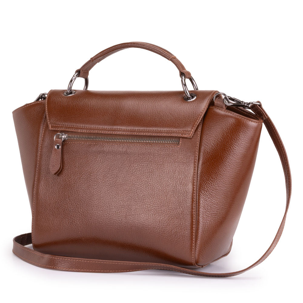 Bolsa de Mão Estruturada Couro Marrom Onix Cloe