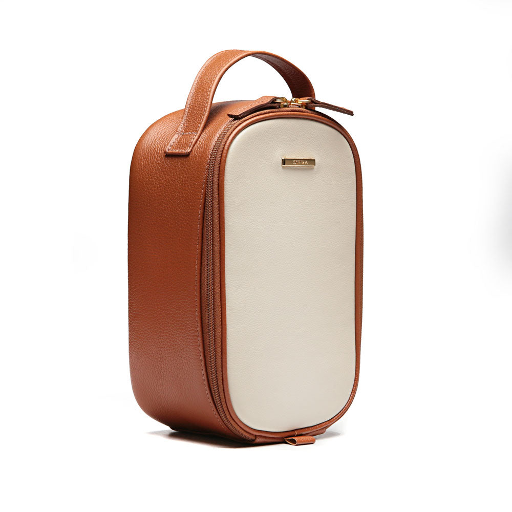 Nécessaire Feminina Couro Off White Terracota Camila