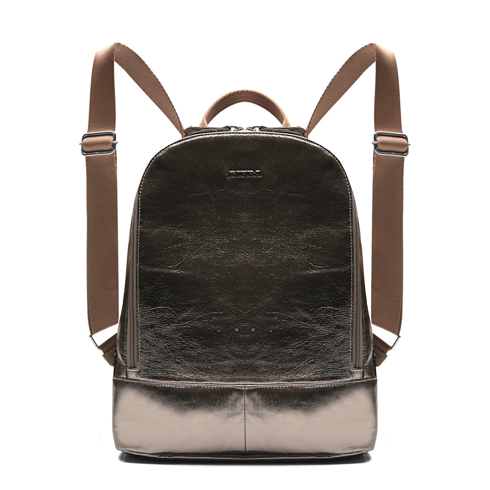 Mochila Feminina De Couro Média Inox Amy