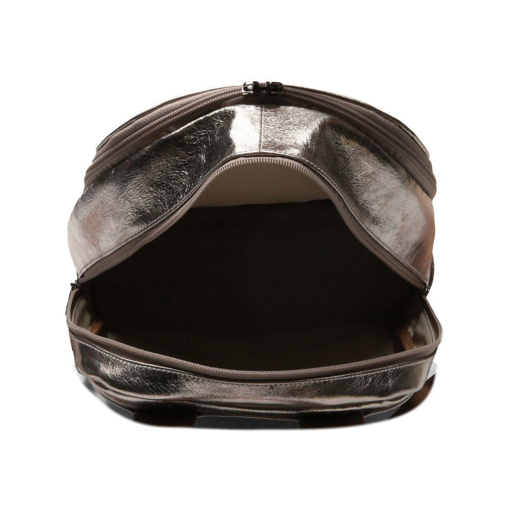 Mochila Feminina De Couro Média Inox Amy