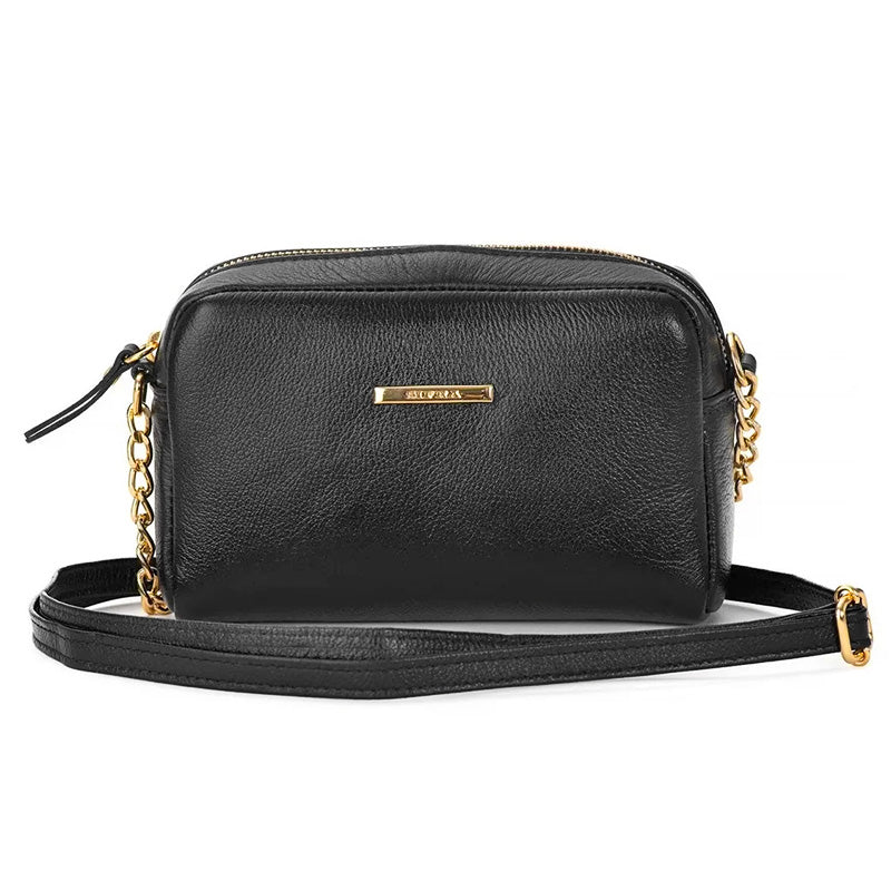 Bolsa Feminina Clutch Pequena Couro Preta Nic