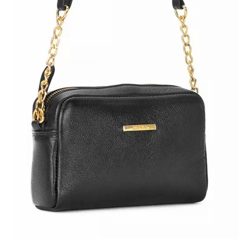 Bolsa Feminina Clutch Pequena Couro Preta Nic