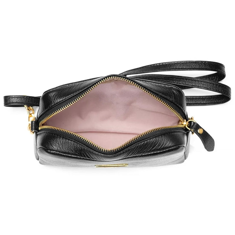 Bolsa Feminina Clutch Pequena Couro Preta Nic