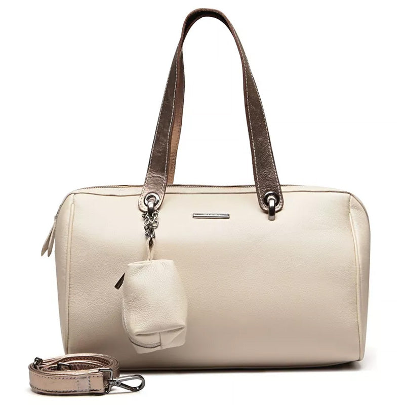 Bolsa Feminina de Ombro Couro Off White Bianca