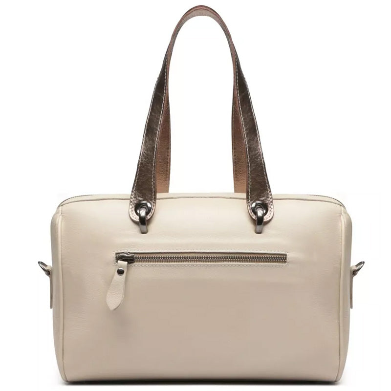 Bolsa Feminina de Ombro Couro Off White Bianca