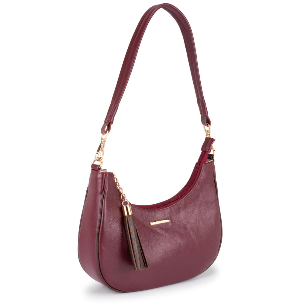 Bolsa Baguete Média Couro Bordo Lorena