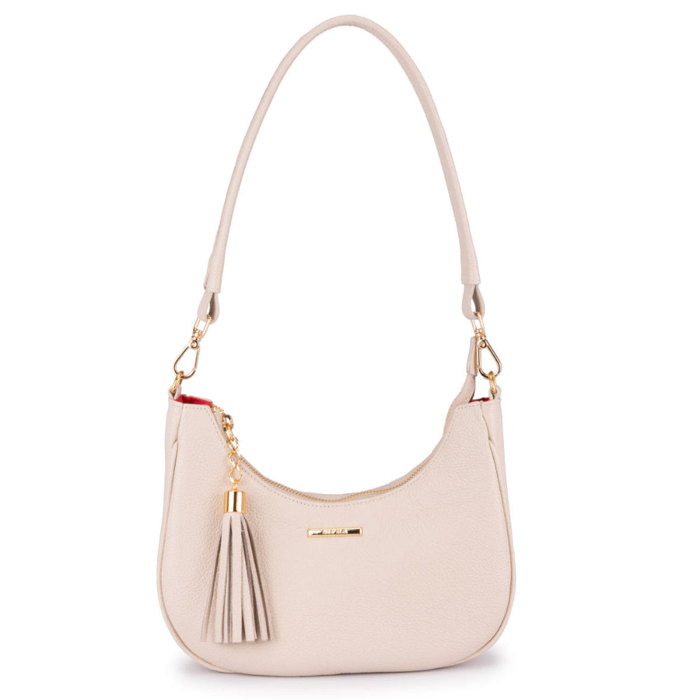Bolsa Baguete Média Couro Off White Lorena