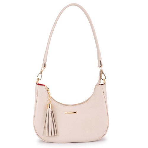 Bolsa Baguete Média Couro Off White Lorena