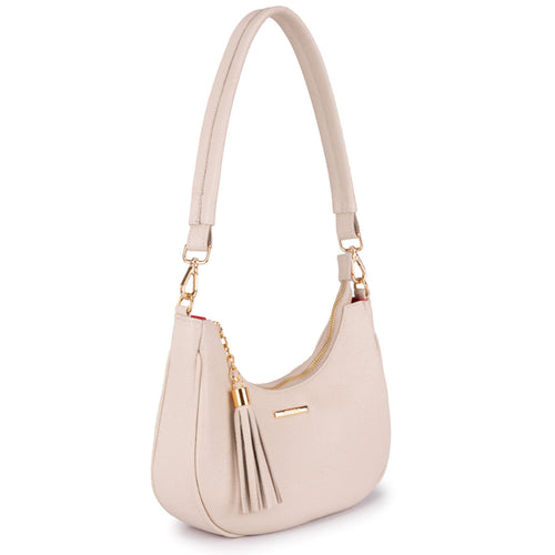 Bolsa Baguete Média Couro Off White Lorena