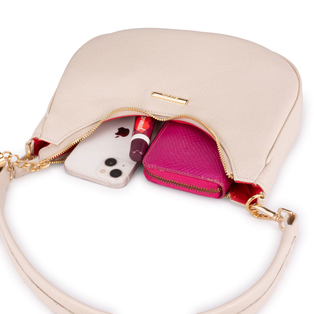 Bolsa Baguete Média Couro Off White Lorena